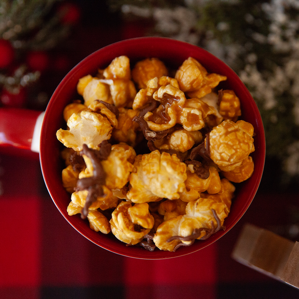 Milk Chocolate Drizzled Caramel Popcorn